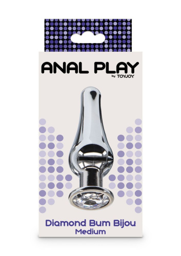 Toy Joy Medium Diamond Bum Bijou - Анальная пробка, 9х3.3 см